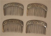 Four antique Chinese silver hair combs
