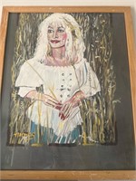 Framed original dolly parton painting