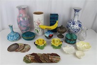 Porcelain Vases, Trinket Boxes, Belleek Dishes +