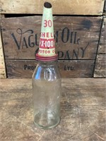 Embossed Shell 1930's Bottle & X-100 Tin Pourer