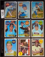 (9) 1969 Topps BB Cards w/ #570 Ron Santo