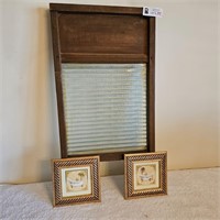Glass Washboard with two small pictures