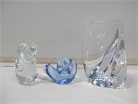 Daum France Crystal & Two Glass Paperweights