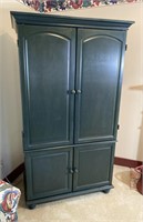 Teal Painted Wooden Armoire Media Center