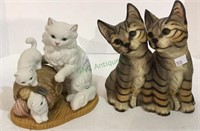 Cat figurines includes a bisque Home Interiors