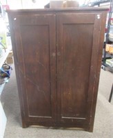 Wood wardrobe with key. Measures: 62" H x 40" W x