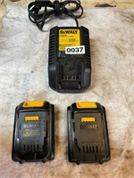 2- Dewalt 20 v batteries and charger- works