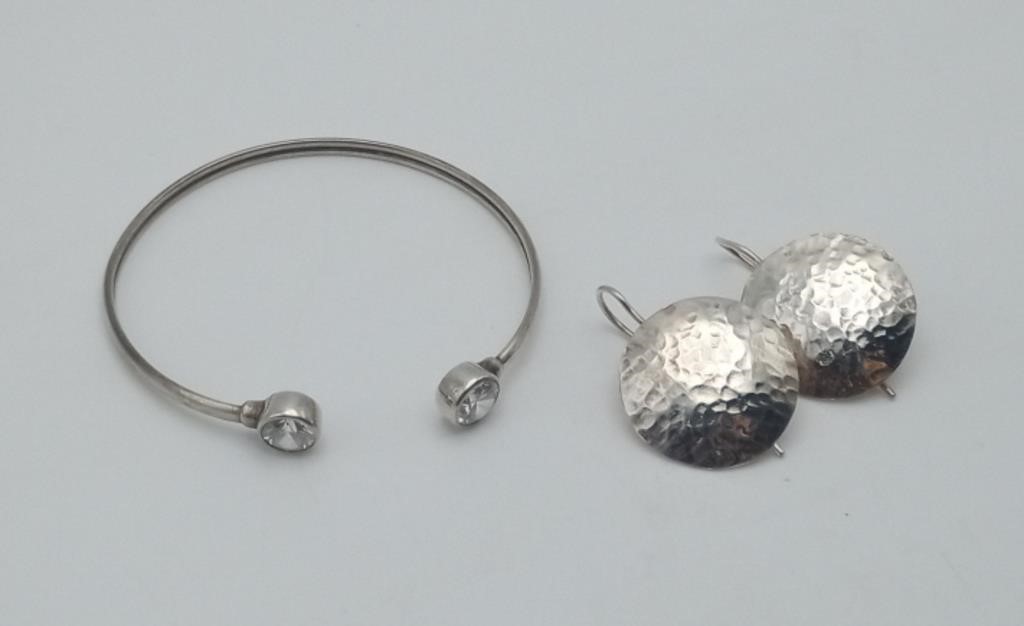 Sterling Silver REVERSE CUFF Bracelet & Earrings