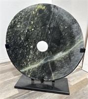 Massive Chinese bi green stone disk