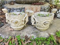 Pair of cherub style plant pots NOT CONCRETE