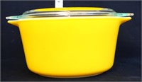 Vntg Pyrex 473 yellow sunflower/daisy dish w/ lid
