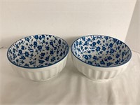 Two Blue and White Pasta Bowls