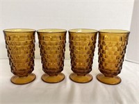 Four Vintage Amber Whitehall Glasses