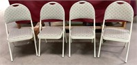 Set of Four Folding Chairs, Padded Cloth