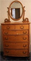 Antique 6-Drawer Dresser w/ Mirror