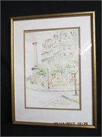 Framed ink and water colour Mary Muir
