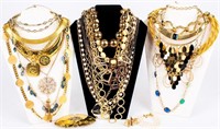 Jewelry Lot of Gold Costume Necklaces, Bracelets +