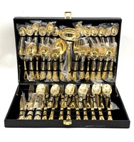 Gold Colored Flatware Set in Box 
(Unmarked)