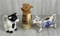 VINTAGE COW CREAMERS CERAMIC PLASTIC WHIRLEY