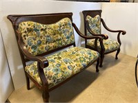Antique chair and love seat