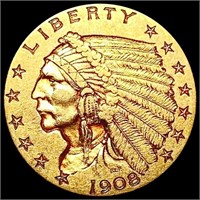 1908 $2.50 Gold Quarter Eagle LIGHTLY CIRCULATED