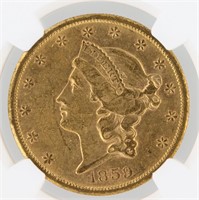 1859-S Double Eagle NGC AU55 $20 Liberty Head