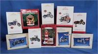 10 Hallmark Keepsake Ornaments-Harley Davidson,