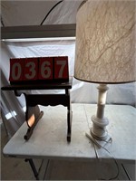 Wooden Stand & Marble Base Lamp
