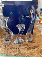 3 piece Mikasa crystal candle holders