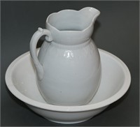 Vintage Porcelain Pitcher & Wash Basin (2)