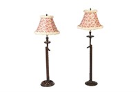 PAIR OF ANTIQUE MAHOGANY FLOOR LAMPS