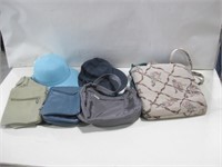 Two Hats & Assorted Handbags Largest 13"x 12"x 3"