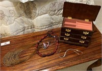 Wooden Jewelry Box w/Necklaces