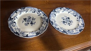 Two Blue & White Cauldon England Plates