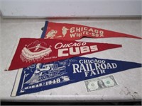 Vintage Chicago Pennants - Cubs, White Sox &