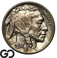 1936 Buffalo Nickel, Gem BU, High Quality Coin