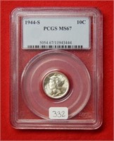 1944 S Mercury Silver Dime PCGS MS67