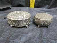 2 Vintage Metal Jewelry Caskets (1 Signed Made in