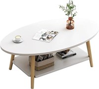 White Coffee Table, Modern Elliptic Living Room Te