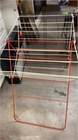 METAL SHELVING RACK AND VINTAGE CLOTHES DRYING