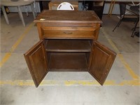 CABINET, WOOD , WITH SHELVES, AND