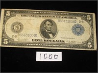 Series 1914 $5.00 Federal Reserve Note…No hol