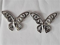 Rhodium Plated Diamond Butterfly Shaped Earrings