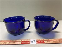 TWO FUN COLBALT BLUE COFFEE MUGS