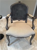 Upholstered Wooden Rattan Arm Chair