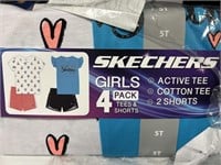 Skechers girls 4 pack tees & shorts 5T  4 pack
