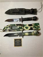 Black & Green Camo Hunting Knives