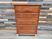 WOODEN CHEST OF DRAWERS (MISSING BOTTOM TRIM)