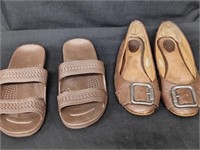 Leather Flats & PU Sandals Sz 6.5/7