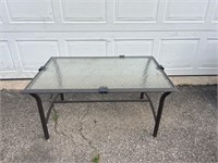 Glass Top Metal Patio Outdoor Coffee Table